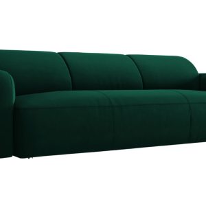 Lahvově zelená sametová trojmístná pohovka MICADONI Greta 235 cm  - Šířka235 cm- Výška 72 cm