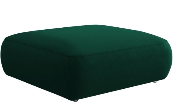 Lahvově zelená sametová podnožka MICADONI Greta 100 x 100 cm  - Šířka100 cm- Výška 36 cm