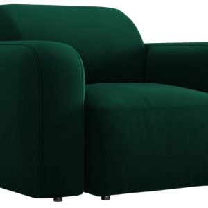 Lahvově zelené sametové křeslo MICADONI Greta  - Šířka105 cm- Výška 72 cm