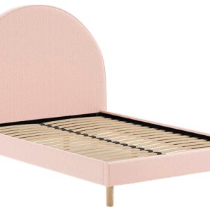 Růžová bouclé postel Vipack Moon 140 x 200 cm  - Výška132 cm- Šířka 212 cm