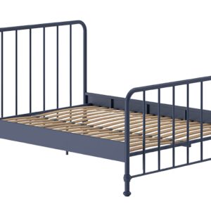 Tmavě modrá kovová postel Vipack Bronxx 160 x 200 cm  - Výška110 cm- Šířka 208 cm