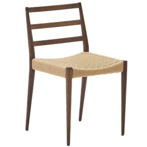 Ořechová jídelní židle Kave Home Analy s výpletem  - Výška82 cm- Šířka 47 cm