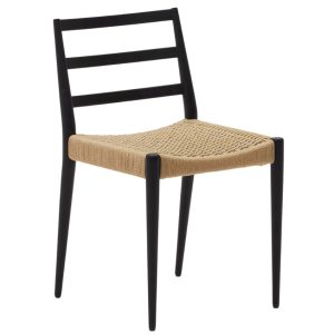 Černá dubová jídelní židle Kave Home Analy s výpletem  - Výška82 cm- Šířka 47 cm