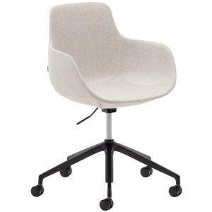 Béžová čalouněná otočná konferenční židle Kave Home Tissiana  - Výška77-89 cm- Šířka 55 cm