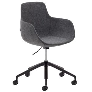 Tmavě šedá čalouněná otočná konferenční židle Kave Home Tissiana  - Výška77-89 cm- Šířka 55 cm