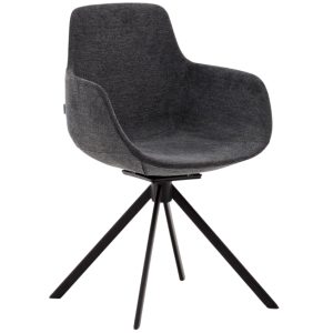 Tmavě šedá čalouněná otočná konferenční židle Kave Home Tissiana II.  - Výška85 cm- Šířka 55 cm
