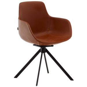 Hnědá koženková otočná konferenční židle Kave Home Tissiana II.  - Výška85 cm- Šířka 55 cm