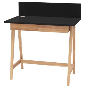 Černý lakovaný pracovní stůl RAGABA LUKA 85 x 50 cm  - Šířka85 cm- Hloubka 50 cm