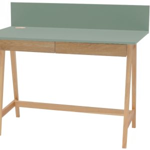 Zelený lakovaný pracovní stůl RAGABA LUKA 110 x 50 cm  - Šířka110 cm- Hloubka 50 cm