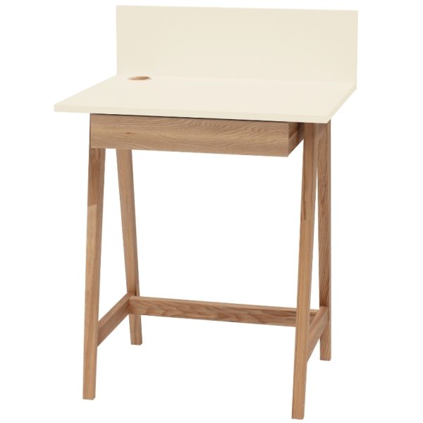 Krémově bílý lakovaný pracovní stůl RAGABA LUKA 65 x 50 cm  - Celková výška94 cm- Výška pracovní plochy 75 cm