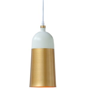 Moebel Living Bílozlaté závěsné světlo Reden 14 cm  - Výška31 cm- Šířka 14 cm