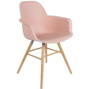 Růžová plastová jídelní židle ZUIVER ALBERT KUIP s područkami  - Výška81