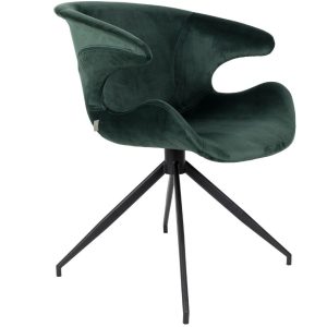 Zelená sametová jídelní židle ZUIVER MIA  - Výška78