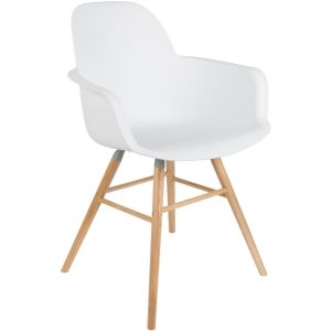 Bílá plastová jídelní židle ZUIVER ALBERT KUIP s područkami  - Výška81