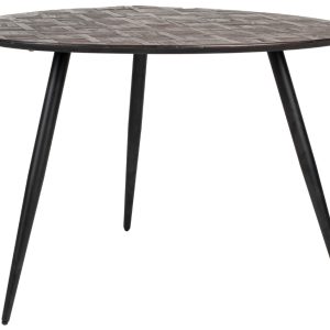 White Label Tmavě hnědý teakový jídelní stůl WLL WEBSTER 111 x 108 cm  - Výška108 cm- Šířka 111 cm