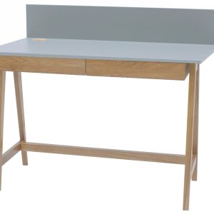 Světle šedý lakovaný pracovní stůl RAGABA LUKA 110 x 50 cm  - Celková výška94 cm- Výška pracovní plochy 75 cm