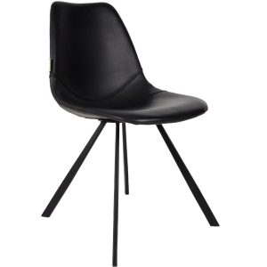 Černá koženková jídelní židle DUTCHBONE Franky  - Výška83 cm- Šířka 46 cm