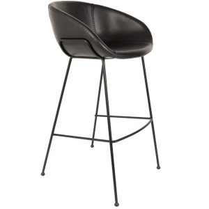 Černá koženková barová židle ZUIVER FESTON 76 cm  - Výška98