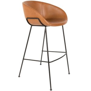 Hnědá koženková barová židle ZUIVER FESTON 76 cm  - Výška98