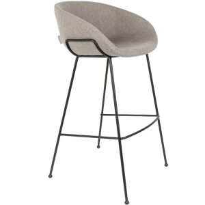 Šedá látková barová židle ZUIVER FESTON 76 cm  - Výška sedu76 cm- Výška 98