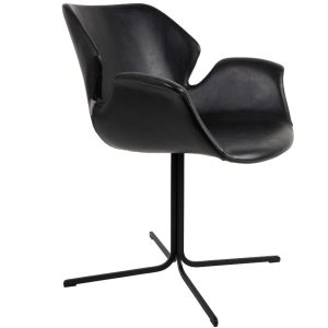 Černá koženková jídelní židle ZUIVER NIKKI  - Šířka66 cm- Hloubka 62 cm