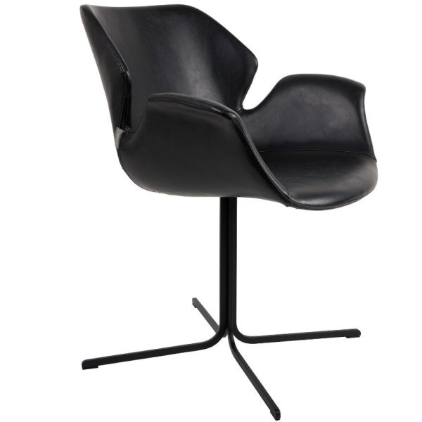 Černá koženková jídelní židle ZUIVER NIKKI  - Šířka66 cm- Hloubka 62 cm