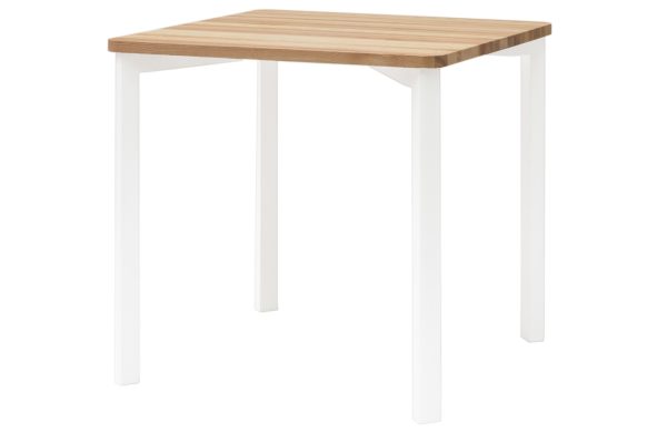 Dřevěný jídelní stůl RAGABA TRIVENTI II. 80 x 80 cm s bílou podnoží  - Výška75 cm- Šířka 80 cm