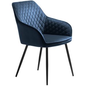 Modré sametové křeslo Unique Furniture Milton  - Výška84 cm- Šířka 58 cm