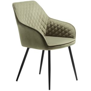 Zelené sametové křeslo Unique Furniture Milton  - Výška84 cm- Šířka 58 cm