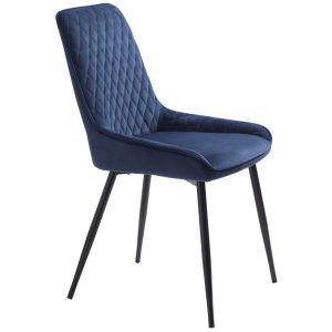Modrá sametová jídelní židle Unique Furniture Milton  - Výška85 cm- Šířka 52 cm