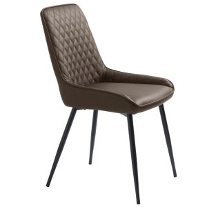 Tmavě hnědá koženková jídelní židle Unique Furniture Milton  - Výška85 cm- Šířka 52 cm