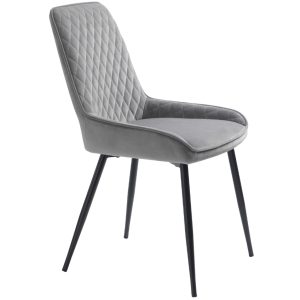 Šedá sametová jídelní židle Unique Furniture Milton  - Výška85 cm- Šířka 52 cm