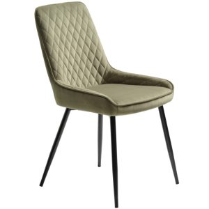 Zelená sametová jídelní židle Unique Furniture Milton  - Výška85 cm- Šířka 52 cm