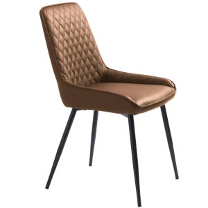Hnědá koženková jídelní židle Unique Furniture Milton  - Výška85 cm- Šířka 52 cm
