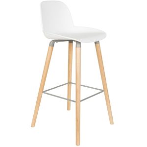 Bílá plastová barová židle ZUIVER ALBERT KUIP 75 cm  - Výška99 cm- Šířka 50 cm