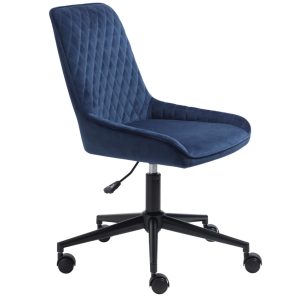 Modrá sametová konferenční židle Unique Furniture Milton  - Výška81/91 cm- Šířka 60 cm