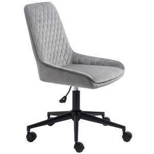 Šedá sametová konferenční židle Unique Furniture Milton  - Výška81/91 cm- Šířka 60 cm