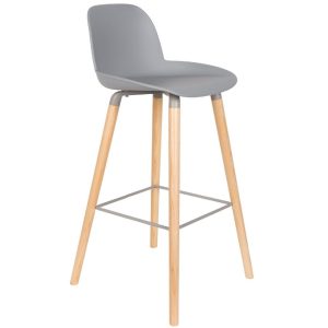 Světle šedá plastová barová židle ZUIVER ALBERT KUIP 75 cm  - Výška99 cm- Hloubka 48 cm