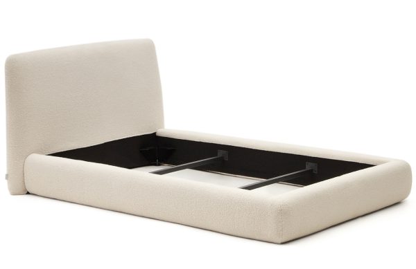Béžová čalouněná jednolůžková postel Kave Home Martina 90 x 200 cm  - Výška95 cm- Šířka 120 cm