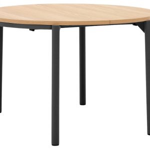 Dubový rozkládací jídelní stůl Kave Home Montuiri 120-200 x 120 cm s černou podnoží  - Výška75 cm- Šířka 120-200 cm
