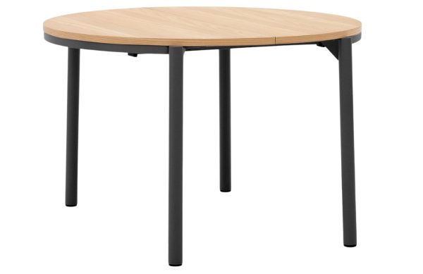 Dubový rozkládací jídelní stůl Kave Home Montuiri 120-200 x 120 cm s černou podnoží  - Výška75 cm- Šířka 120-200 cm