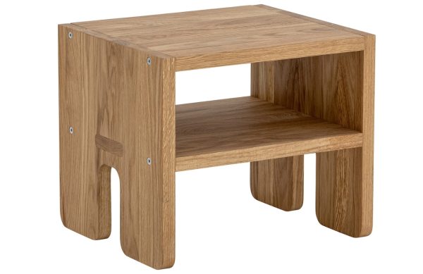 Hnědá dubová stolička Bloomingville Bas 30 cm  - Výška30 cm- Šířka 35 cm