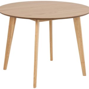 Scandi Dubový kulatý jídelní stůl Diaz 105 cm s přírodní podnoží  - Výška76 cm- Průměr 105 cm