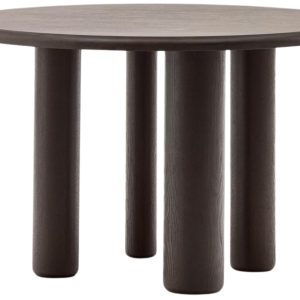 Tmavě hnědý dřevěný jídelní stůl Kave Home Mailen 120 cm  - Výška77 cm- Průměr 120 cm