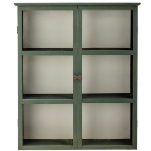 Zelená dřevěná vitrína Bloomingville Tone 100 x 85 cm  - Výška100 cm- Šířka 85 cm