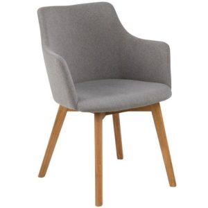 Scandi Světle šedá látková jídelní židle Dara  - Výška80 cm- Výška sedu 45 cm