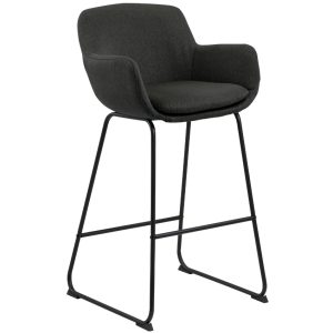 Scandi Tmavě šedá látková barová židle Tara 76 cm  - Výška103 cm- Šířka 51 cm