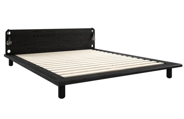 Černá dřevěná dvoulůžková postel Karup Design Peek 180 x 200 cm  - Výška65 cm- Šířka 204 cm