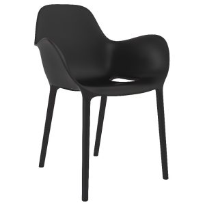 VONDOM Černá plastová jídelní židle SABINAS  - Výška80 cm- Šířka 61 cm