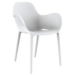 VONDOM Bílá plastová jídelní židle SABINAS  - Výška80 cm- Šířka 61 cm